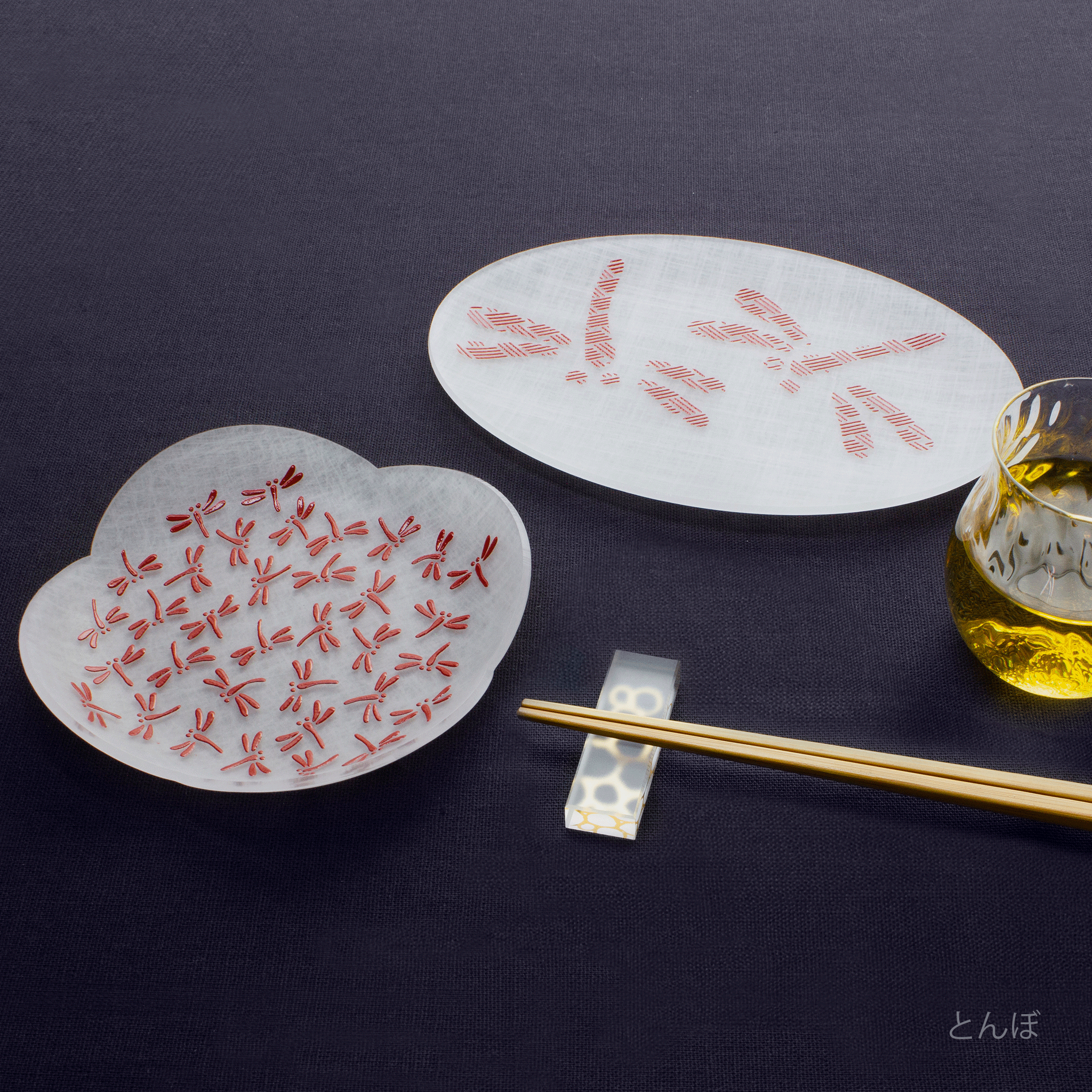 toumei×DOTS 京印伝 漆 まめざら11+コーバル15.5木箱入2種セット