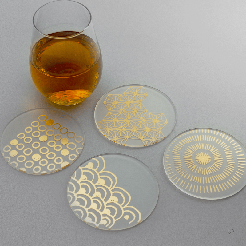 箔 コースター 木箱入り4枚セット | toumei online store 箔 コースター 木箱入り4枚セット | toumei online store