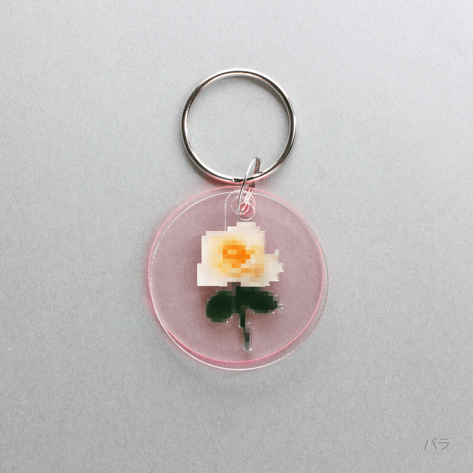 フリップキーホルダー pixel flower – toumei