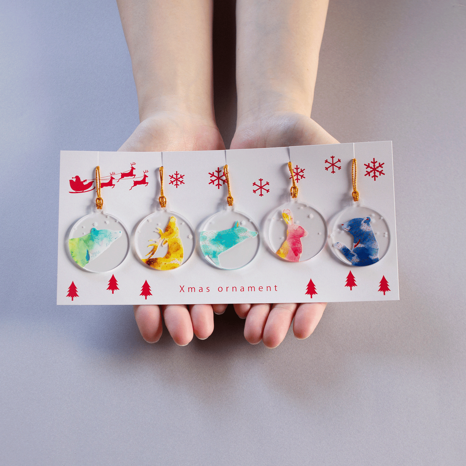 切り絵 クリスマスオーナメント 5個セット | toumei online store