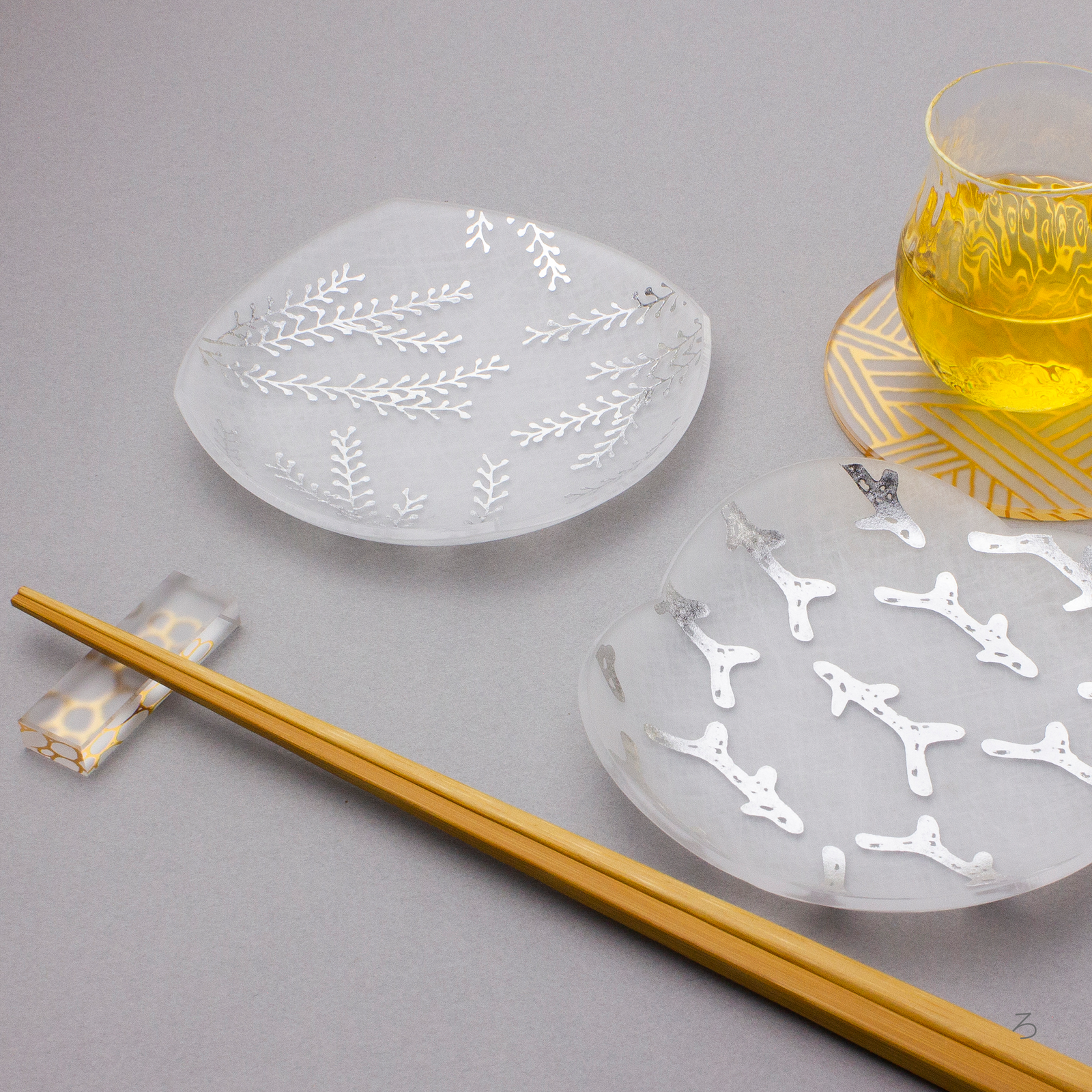 箔 まめざら ジオメトリー シルバー 2枚セット木箱入り | toumei 箔 まめざら ジオメトリー シルバー 2枚セット木箱入り | toumei