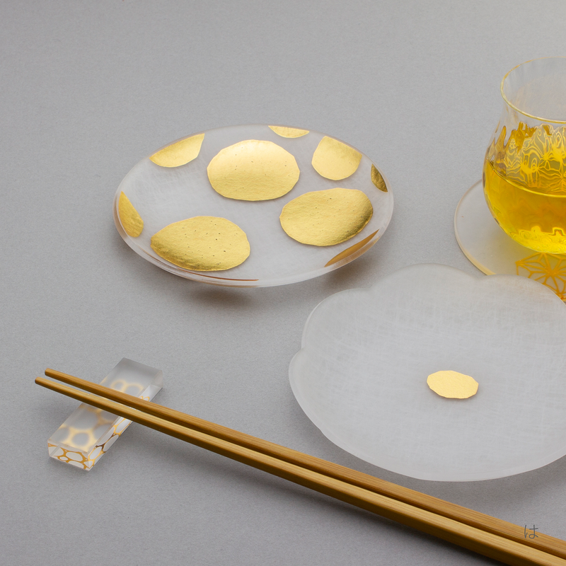 金高盛蒔絵 金切貼 皿 2種 明治期 箔 まめざら 木箱入り2枚セット | toumei online store